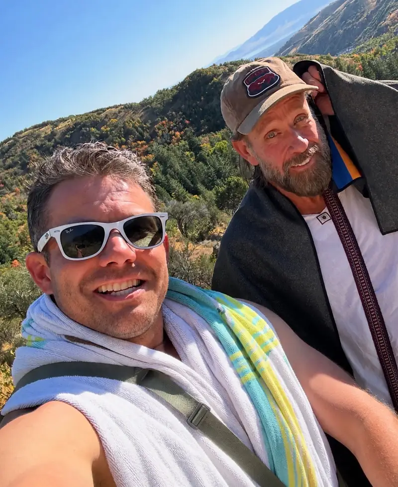 Mark and David on a mountain trail in the Utah valley in 2024.