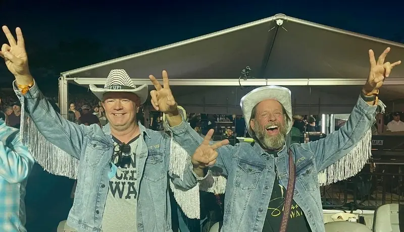 Mark and Fred wearing cowboy hats