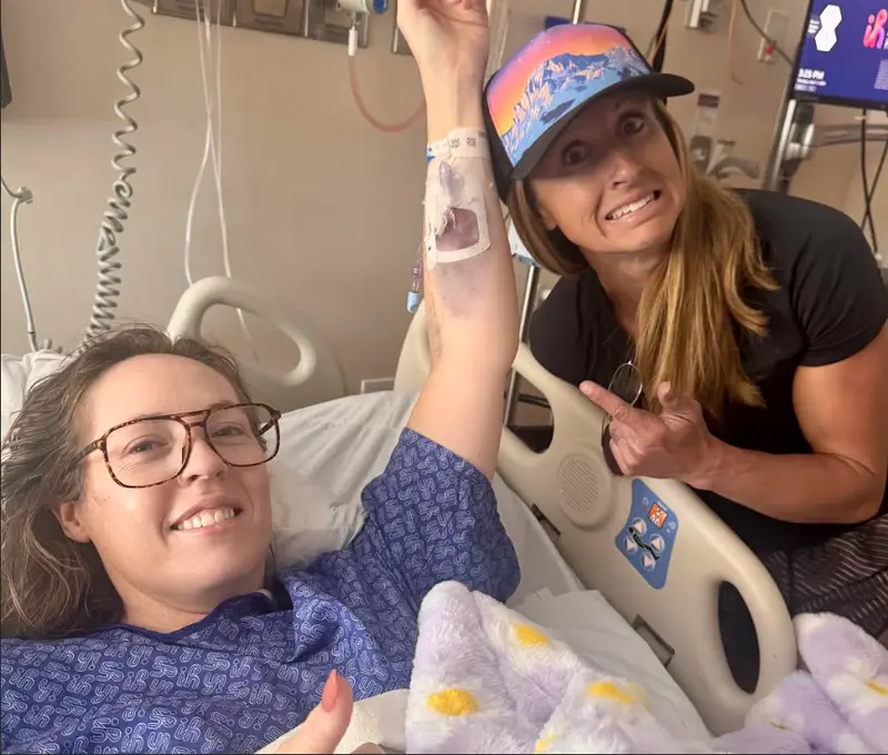 Shannon and Jen supporting each other in the trauma recovery room